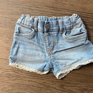 Carter's Light Blue Denim Kids Shorts with Lace Trim